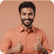 Smiling man giving a thumbs up